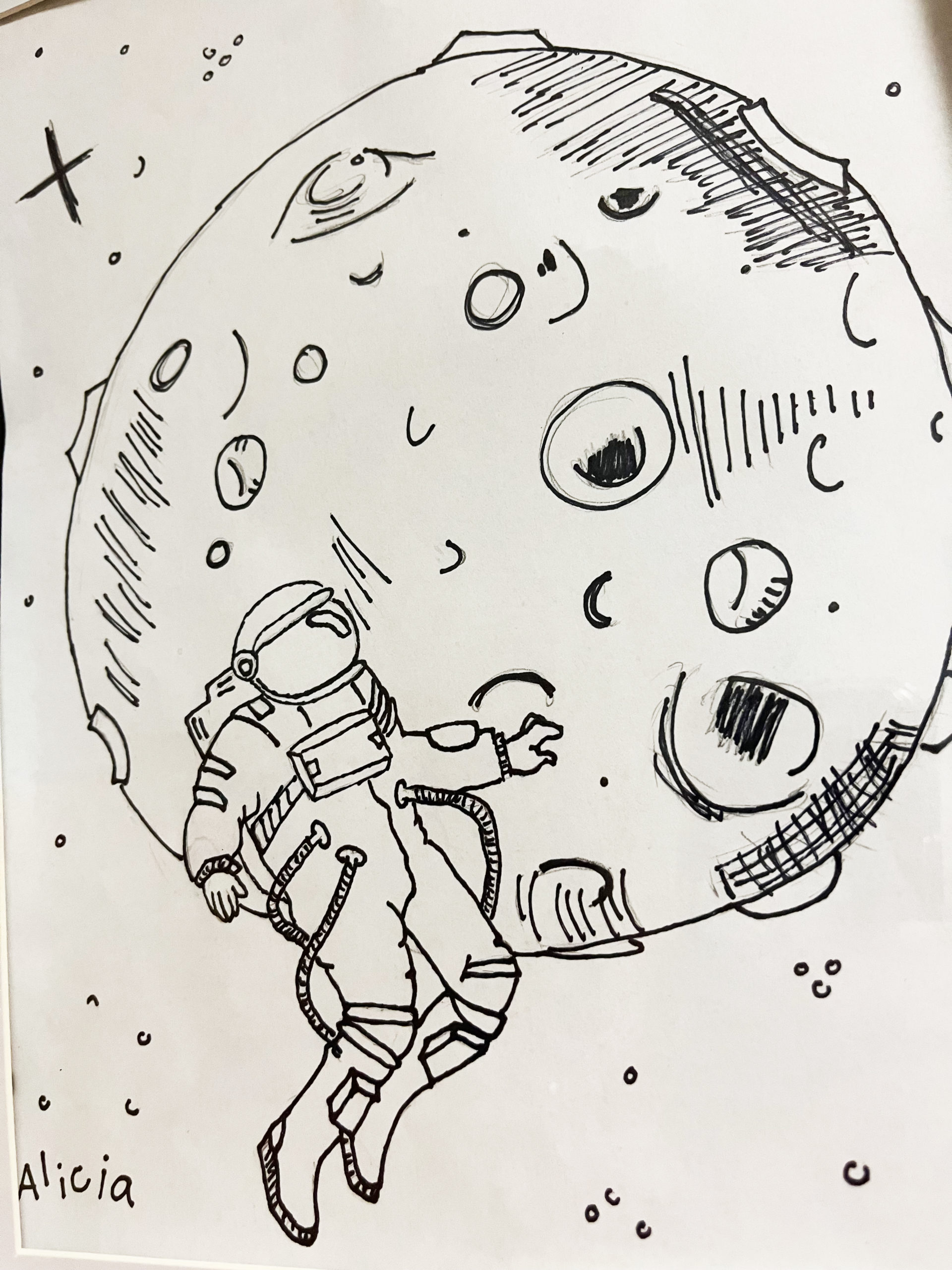 Outer space artwork by Alicia T. at St. Anne's School in Garden City, NY